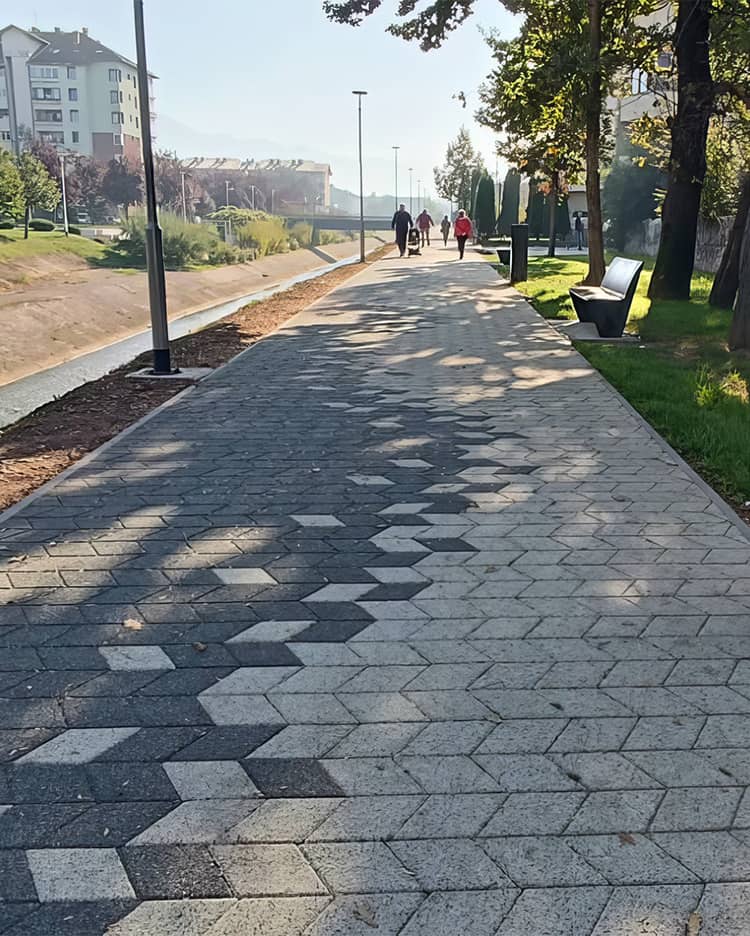 Construction works of the promenade in Dobrinja along the river Dobrinja